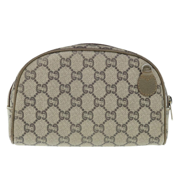 GUCCI GG Plus Supreme Clutch Bag PVC Leather Beige Auth 62976 - Picture 2 of 16